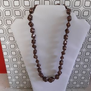 Vintage 60s Avon Faux Brown Bead Necklace